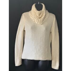 Eileen Fisher Cream TurtleNeck XS Designer Quite Luxury Classic Preppy Old Money